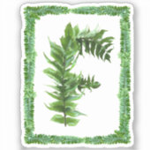 Letter F Initial Monogram, Green Fern Alphabet F Aufkleber (Vorderseite)