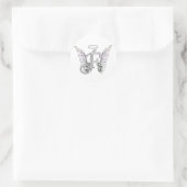 Letter F Initial Monogram mit Angel Wings & Halo Runder Aufkleber (Tasche)