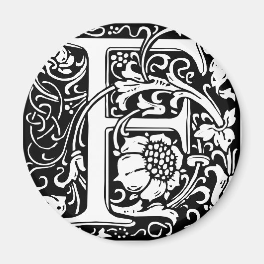 Letter F Medieval Monogram Vintag Initial Magnet (Vorne)
