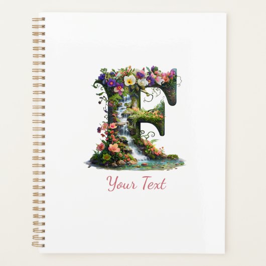 Letter F mit Freesiens und Waterfall Fantasy Flora Planer (Vorderseite)