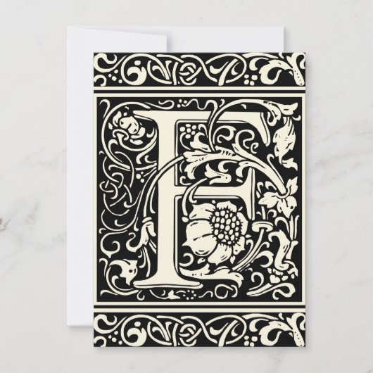 Letter F Mittelalterliche Monogram Art Nouveau Einladung (Vorderseite)