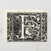 Letter F Mittelalterliche Monogram Art Nouveau Einladung (Vorne/Hinten)