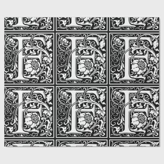 Letter F Mittelalterliche Monogram Art Nouveau Geschenkpapier (Flach)