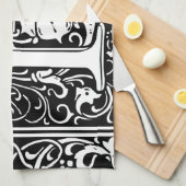 Letter F Mittelalterliche Monogram Art Nouveau Geschirrtuch (Viertel Falte)