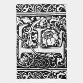 Letter F Mittelalterliche Monogram Art Nouveau Geschirrtuch (Vertikal)