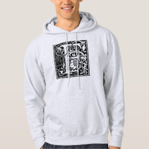 Letter F Mittelalterliche Monogram Art Nouveau Hoodie