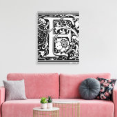 Letter F Mittelalterliche Monogram Art Nouveau Leinwanddruck (Insitu (Wohnzimmer))