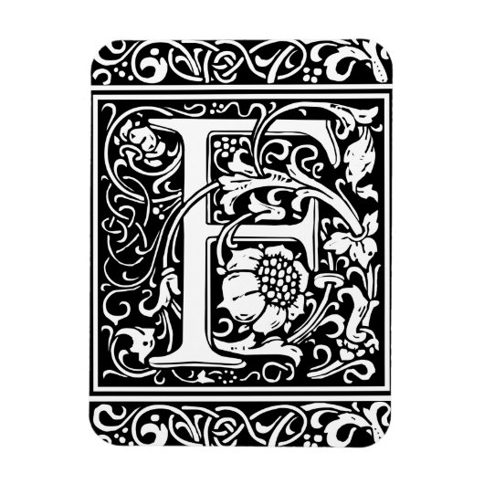 Letter F Mittelalterliche Monogram Art Nouveau Magnet (Vertikal)