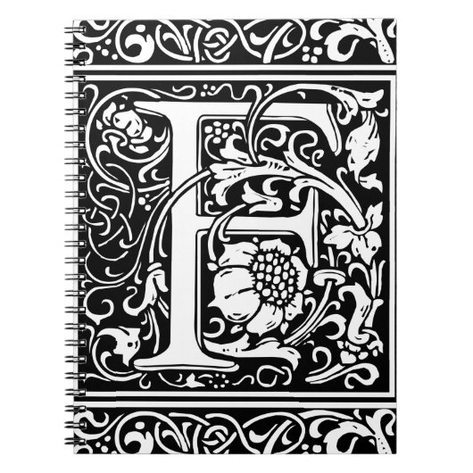 Letter F Mittelalterliche Monogram Art Nouveau Notizblock (Vorderseite)
