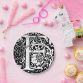 Letter F Mittelalterliche Monogram Art Nouveau Pappteller (Party)