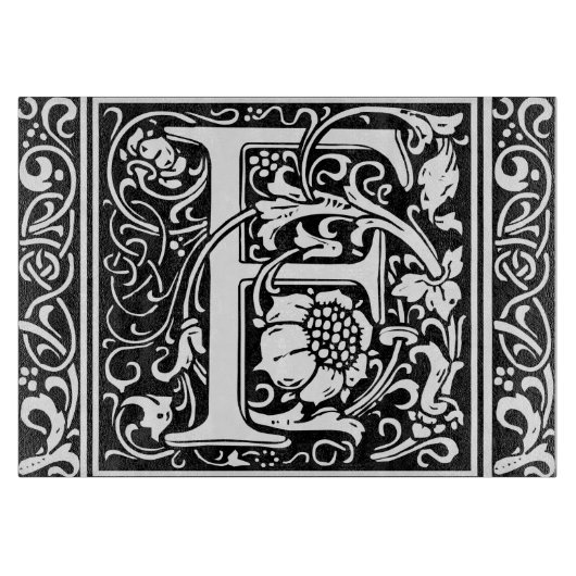 Letter F Mittelalterliche Monogram Art Nouveau Schneidebrett (Vorderseite)