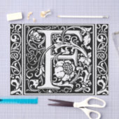 Letter F Mittelalterliche Monogram Art Nouveau Seidenpapier (Handwerk)