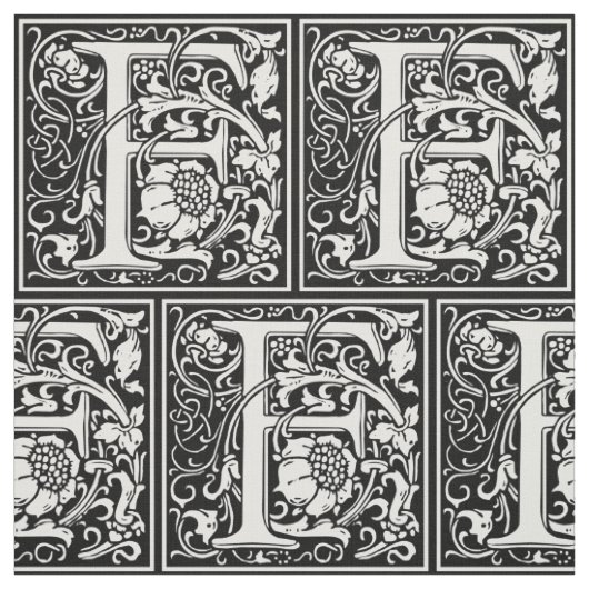 Letter F Mittelalterliche Monogram Art Nouveau Stoff (Muster)