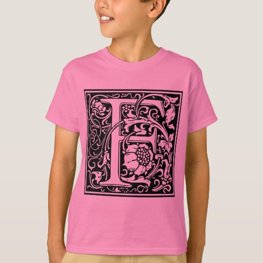 Letter F Mittelalterliche Monogram Art Nouveau T-Shirt (Vorderseite)