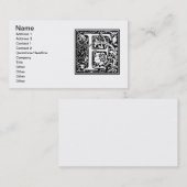 Letter F Mittelalterliche Monogram Art Nouveau Visitenkarte (Vorne/Hinten)