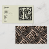 Letter F Mittelalterliche Monogram Art Nouveau Visitenkarte (Vorne/Hinten)