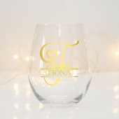 Letter F Monogram Bridesmaid Gift, Modernes Elegan Weinglas Ohne Stiel