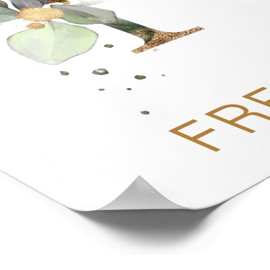 Letter F Monogram Green & gold foliing Kinderzimme Poster (Ecke)