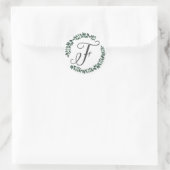 Letter F Monogram Minimalistisch Botanischer Leaf Runder Aufkleber (Tasche)