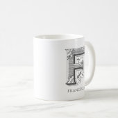 Letter F Monogram Modern Name Coffee Tasse (VorderseiteRechts)