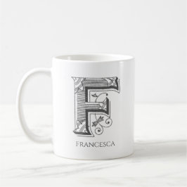 Letter F Monogram Modern Name Coffee Tasse