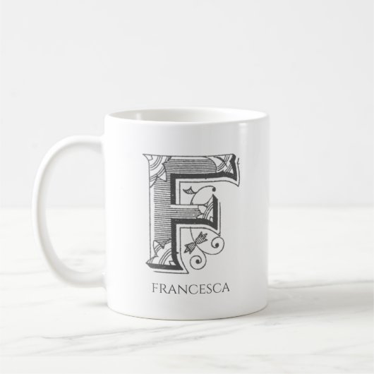 Letter F Monogram Modern Name Coffee Tasse (Links)