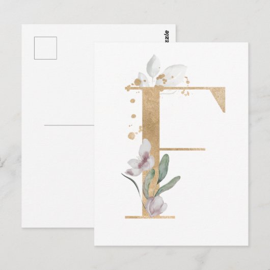 Letter F Monogram Postkarte (Vorne/Hinten)