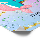 Letter F Monogram Watercolor Niedlich Mermaid Kind Poster (Ecke)