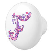 Letter F Monogramm Herz und Blume ziehen Knopf Keramikknauf (Rechts)