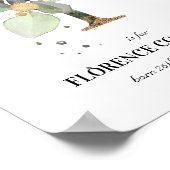 Letter F New Baby Monogram Birth Print Green Poster (Ecke)