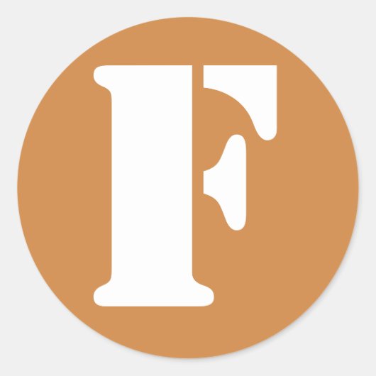 Letter F Peru Gold Stencil Alphabet von Janz Runder Aufkleber (Vorderseite)