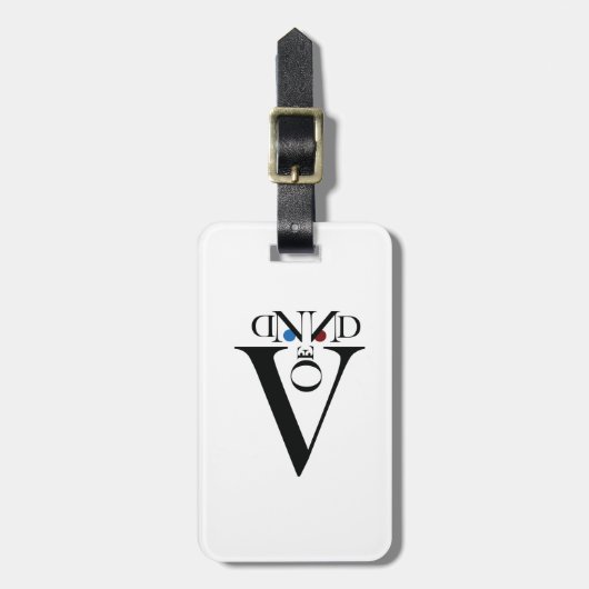 Letter Face Gepäckanhänger mit Ledergurt (Vorderseite vertikal)