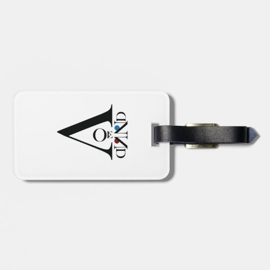 Letter Face Gepäckanhänger mit Ledergurt (Rückseite horizontal)