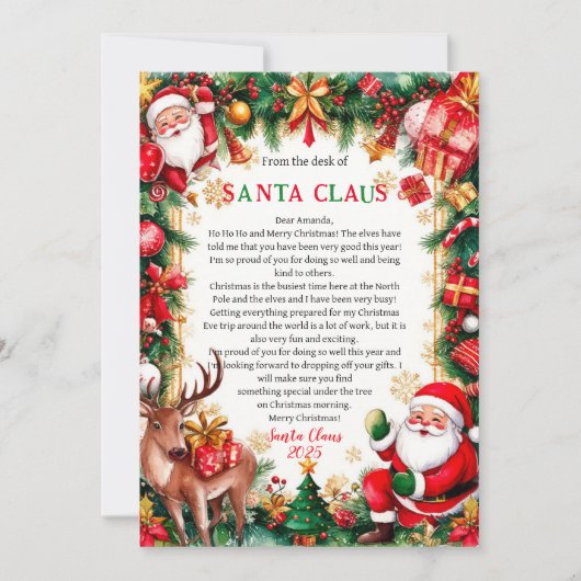 Letter From Santa Claus Christmas Card Einladung (Vorderseite)