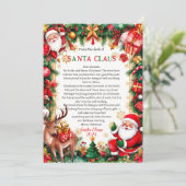 Letter From Santa Claus Christmas Card Einladung (Stehend Vorderseite)