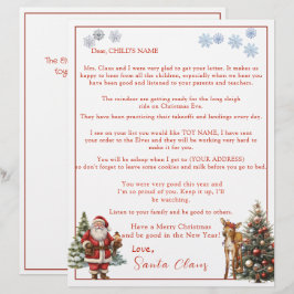 Letter from Santa Claus Snowflakes Reindeer