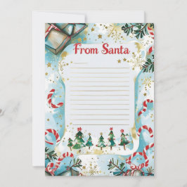 Letter from Santa | Pastel Blue & Gold Stars Einladung