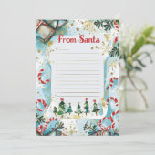  Letter from Santa | Pastel Blue & Gold Stars Einladung (Stehend Vorderseite)