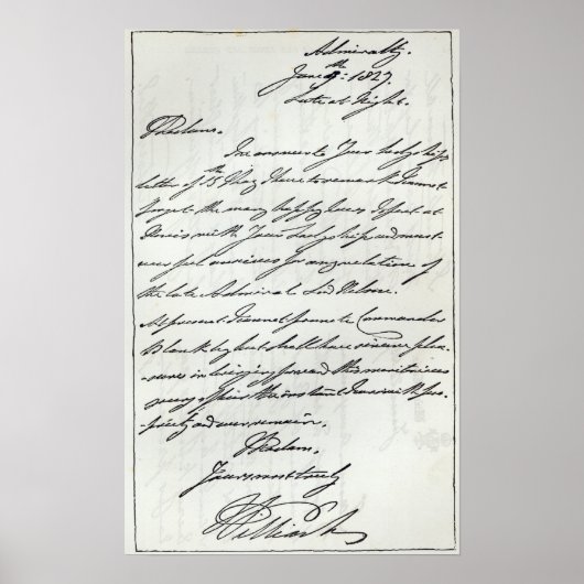 Letter from William IV to Lady Nelson Poster (Vorne)