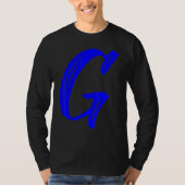 Letter G Alphabet Large Blue Graphic Initial T-Shirt (Vorderseite)