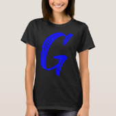 Letter G Alphabet Large Blue Graphic Initial T-Shirt (Vorderseite)
