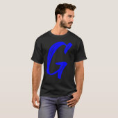 Letter G Alphabet Large Blue Graphic Initial T-Shirt (Vorne ganz)