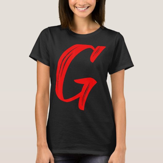 Letter G Alphabet Large Red Graphal Initial T-Shirt (Vorderseite)