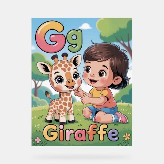 Letter G Alphabet Poster – G is for Giraffe (Vorderseite)