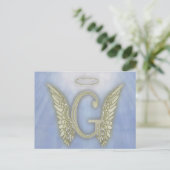 Letter G Angel Monogram Postkarte (Stehend Vorderseite)