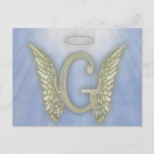 Letter G Angel Monogram Postkarte (Vorderseite)
