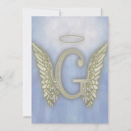 Letter G Angel Monogramm Einladung (Vorderseite)
