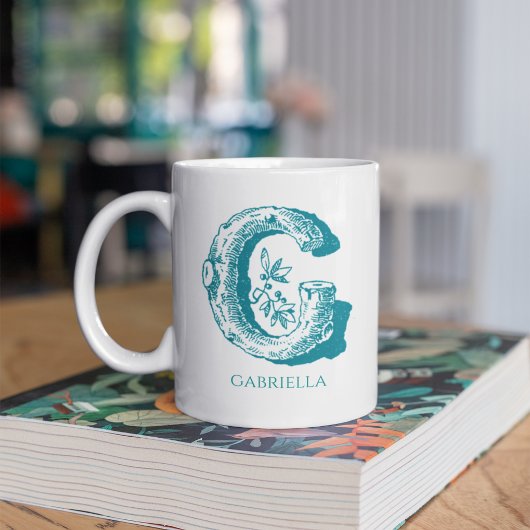Letter G Aquamarin Monogram Modern Name Kaffeetasse