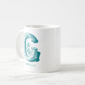 Letter G Aquamarin Monogram Modern Name Kaffeetasse (Vorderseite Links)