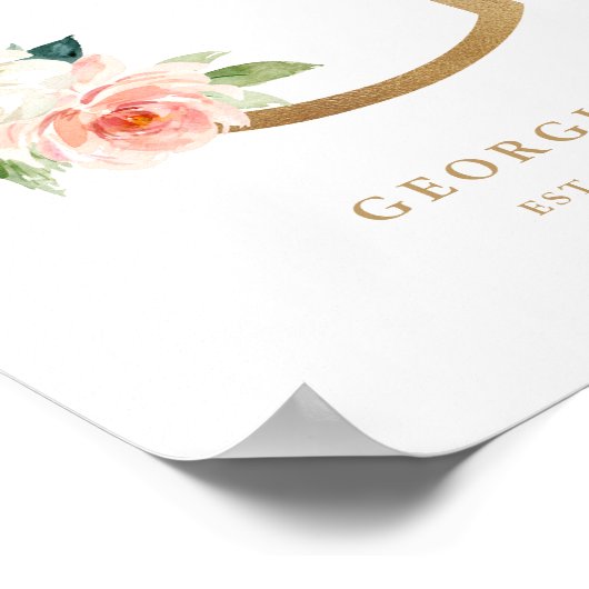 Letter G Blush Floral Monogram Gold Foil Kinderzim Poster (Ecke)
